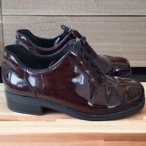 Rieker antistress bordeau patent leather women's shoes heel 1" size 38